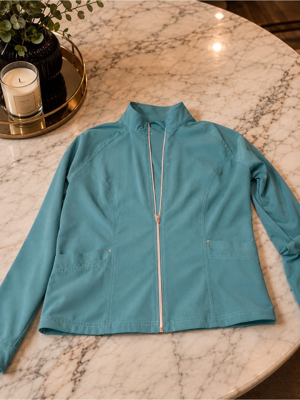 Large Easy Stretch Scrub Jacket - Teal